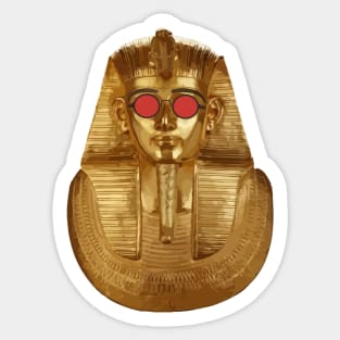 Golden Mask Egyptian King with Red Sunglasses Sticker